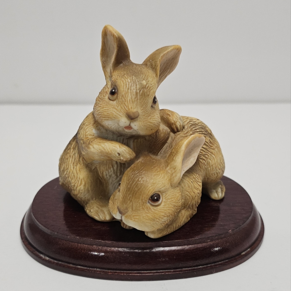 Vintage Pair of Bunnies Cottontails HOMCO #1455 Figure Easter Decor Rabbits VGC